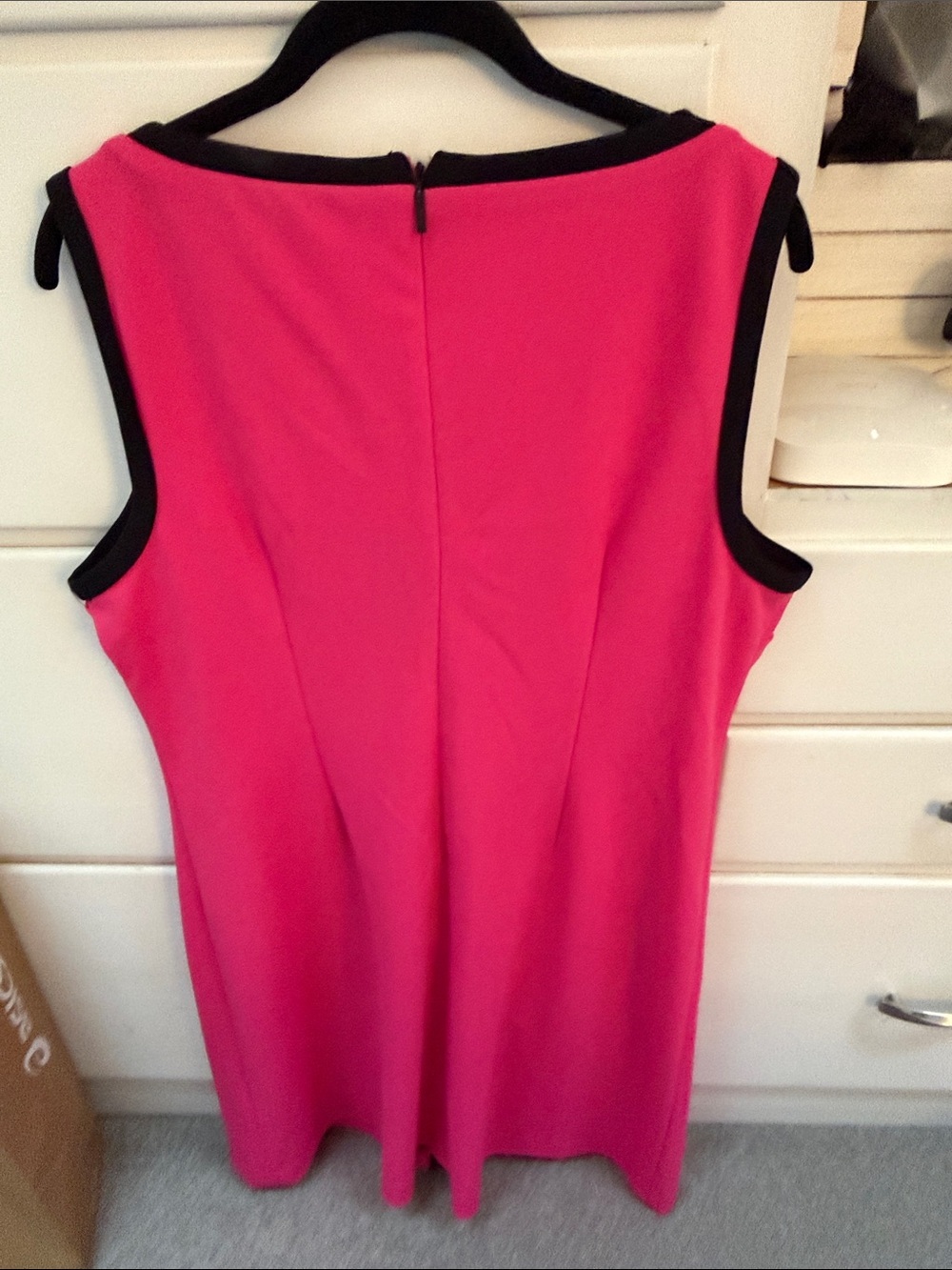 Karl Lagerfeld Pink Shift Dress with Black Trim and Bow - Picture 3 of 3
